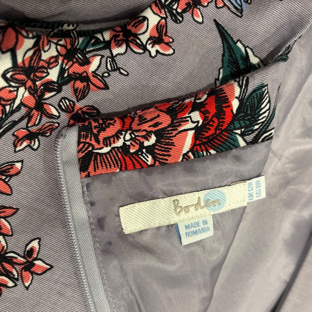 Boden Size 8 Spring Floral Bird Dress - Picture 4 of 4